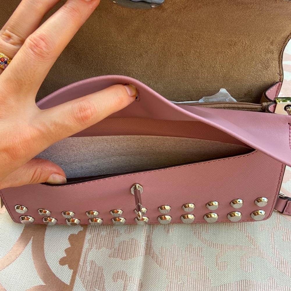 NWT MSRP$498 Michael Kors Greenwich Convertible Leather Shoulder Bag Royal Pink - Picture 6 of 7